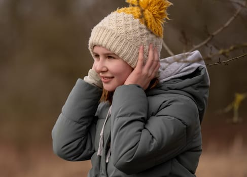 Portrait Of A Teen Girl In Nature In Autumn