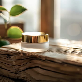 Cosmetic cream in a glass jar. Skin care concept. Background for beauty products