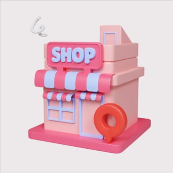 An inviting 3D illustration of a shop, suitable for retail businesses and marketing.