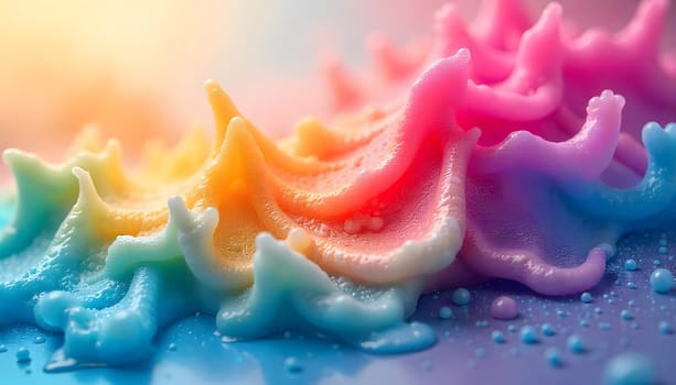 Vibrant Colorful Liquid Splashes Captured in Dynamic Freeze Frame Art. Colorful liquid splashes captured mid-motion, showcasing vibrant orange, blue, and red tones, evoking creativity and energy.