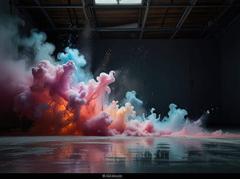 A vibrant explosion of colored powder creates an eye-catching and dynamic visual, showcasing the energy and excitement of any occasion. Ideal for events, celebrations, and artistic expressions.