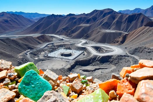 Open-Pit Mining of Rare Earth Metals: Workers Extracting Lithium, Neodymium, and Other Valuable Minerals.