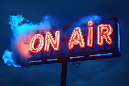 The inscription On air on a blue background