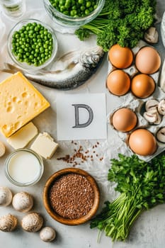 products containing vitamin D. Selective focus. food.