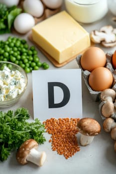 products containing vitamin D. Selective focus. food.
