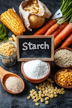 different starchy foods. Selective focus food