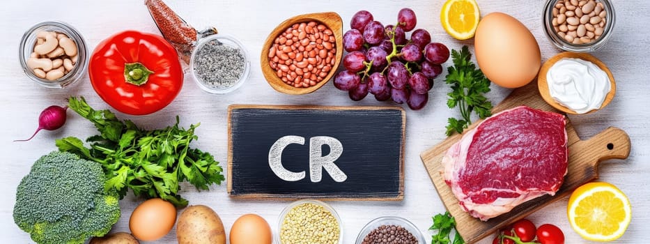 different products containing chromium. Selective focus. food.