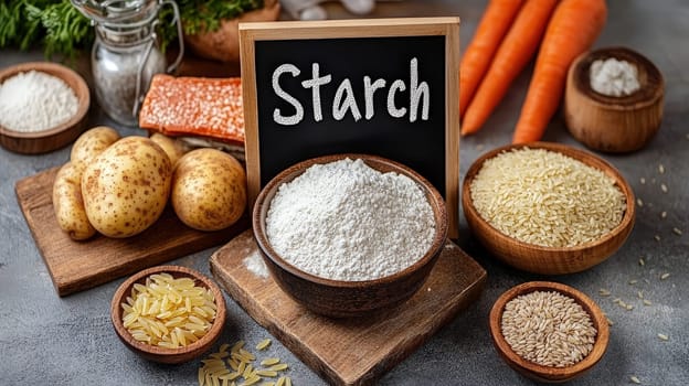 different starchy foods. Selective focus food