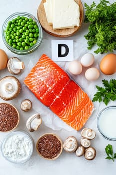 products containing vitamin D. Selective focus. food.