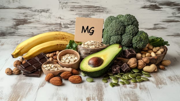 different products containing magnesium. Selective focus. food.