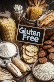 different products containing gluten. Selective focus. food.