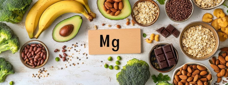 different products containing magnesium. Selective focus. food.