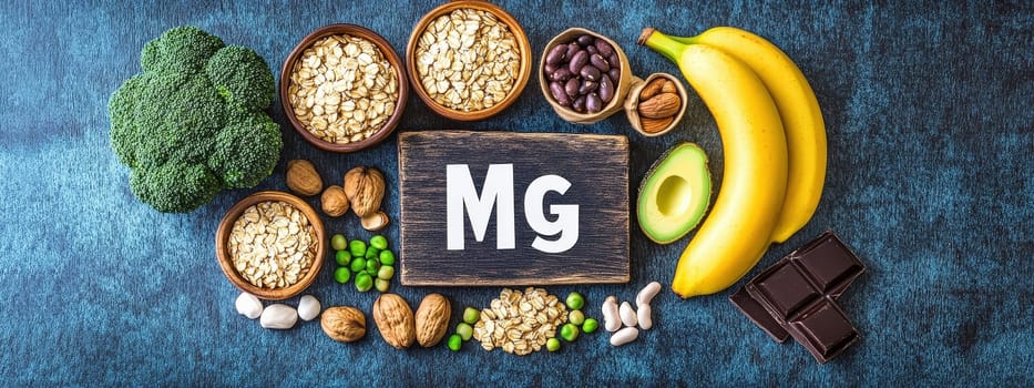 different products containing magnesium. Selective focus. food.