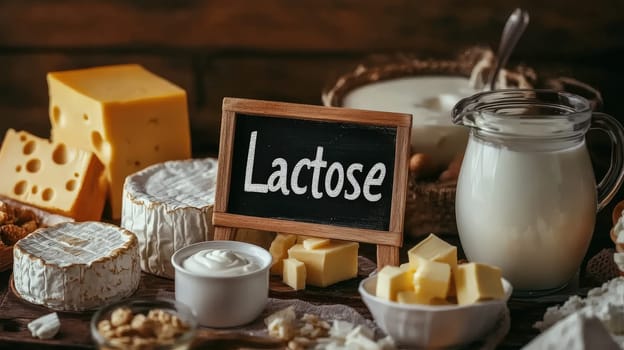 different products containing lactose. Selective focus. food.