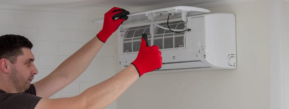 air conditioner filter replacement HVAC maintenance clean air ventilation.