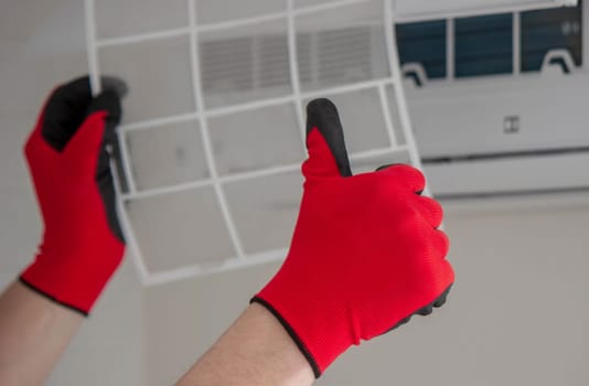 air conditioner filter replacement HVAC maintenance clean air ventilation.