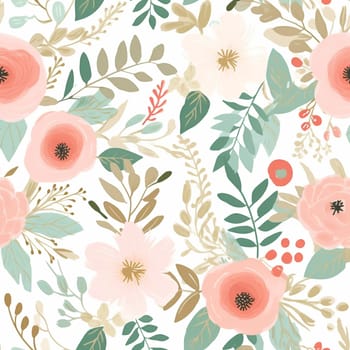 Soft and romantic spring flower seamless pattern tile, created with generative AI