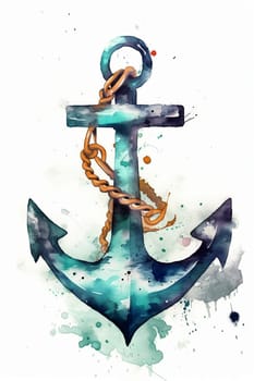 Blue anchor watercolor painting, cretaed with generative AI