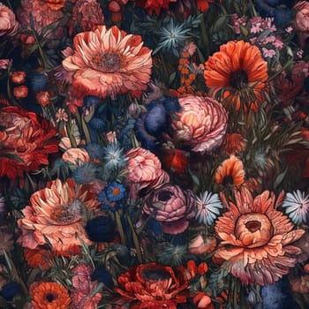 Beautiful elegant flower seamless pattern tile, created with generative AI