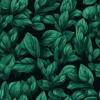 Basil leaves green seamless pattern, created with generative AI