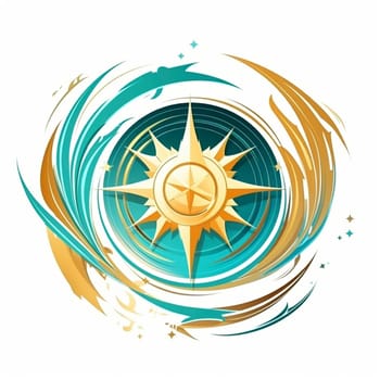 Compass emblem on white background, created with generative AI