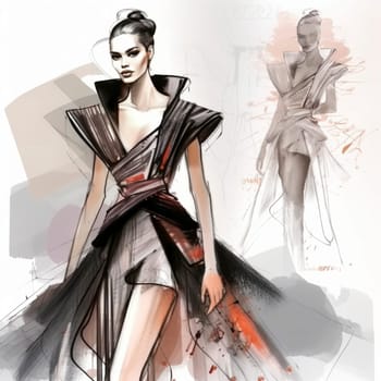 High fashion design sketch, created with generative AI