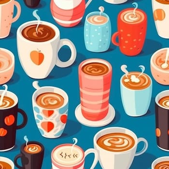 Coffee drinks seamless pattern tile, created with generative AI