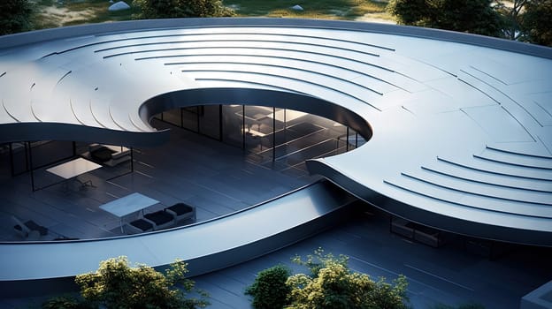 Abstract architecture design influenced by nature and soft forms. Generated AI