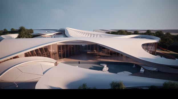 Abstract architecture design influenced by nature and soft forms. Generated AI