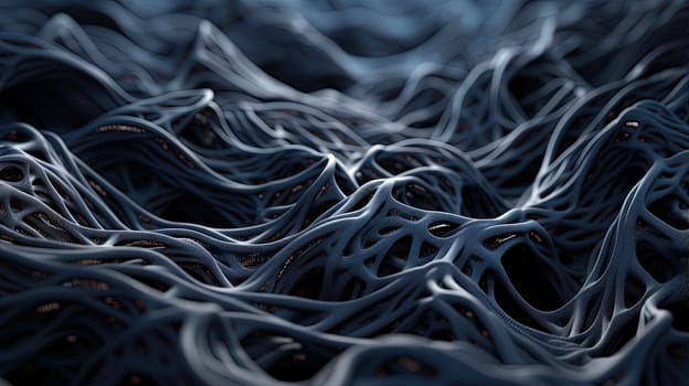 Scientific abstraction with futuristic textured tissue waves. Tech background with close-up wave bio texture. Generated AI