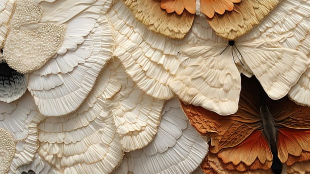 Abstract organic biotech fabric or tissue background with butterfly and mycelium inspired texture. Futuristic biotech material background. Generated AI.