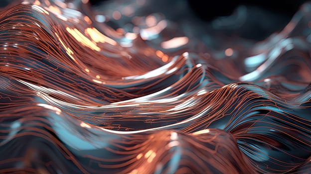 Scientific abstraction with futuristic textured tissue waves. Tech background with close-up wave bio texture. Generated AI