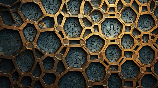 Abstract fractal ornament with floral elements and dotted texture. Generated AI