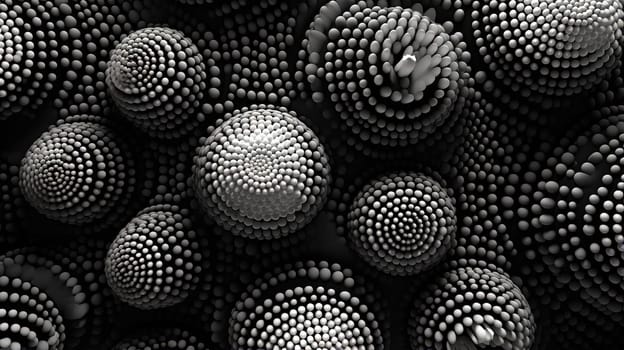Abstract background with dotted fractal ornament and science styled cellular mesh. Generated AI.