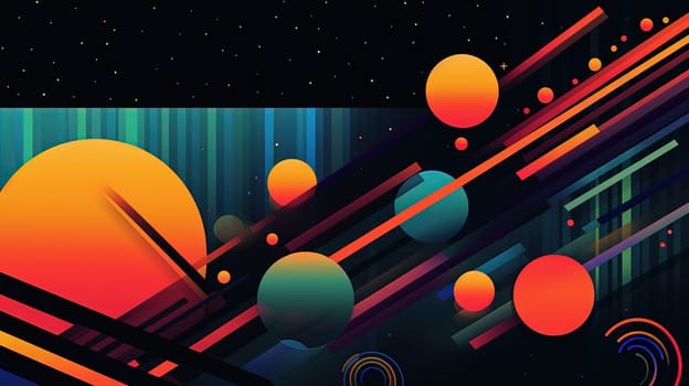 Abstract background with geometric shapes in retro minimalistic style with flat colors. Generated AI