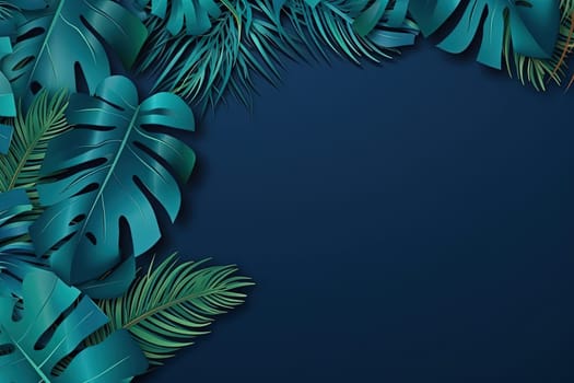 Tropical leaves frame with vibrant colors in 3D style. Generated AI