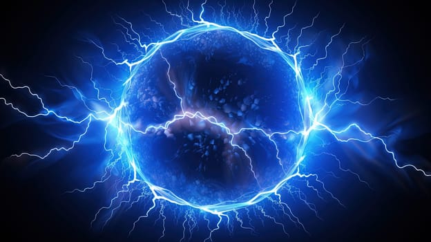 Lighting flash in the shape of circle. Ring of thunderstorm lightning as a portal. Generated AI.