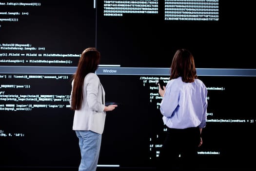 Female Programmer Developing Website on Office Computer Using Code Language