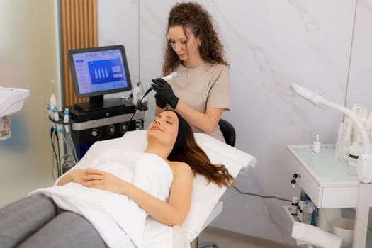 A skilled therapist performs a skin treatment that rejuvenates and hydrates while removing impurities, leaving the client refreshed and relaxed in a tranquil spa atmosphere.