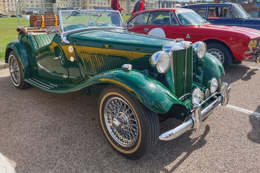 DIEPPE, FRANCE - MAY, 15, 2022: An old English car MG Vintage car