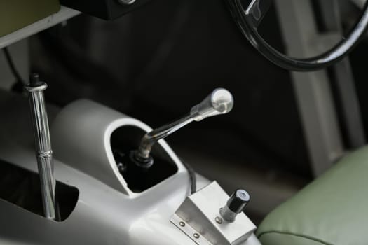 Gear shifter gear lever in a vintage antique car