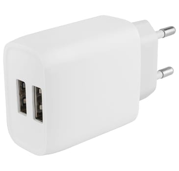 White power adapter for safe charging of gadgets. Compact design, convenient for daily use.