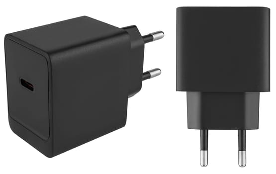 Powerful black colored power adapter for gadgets. Perfect for home, work and travel.