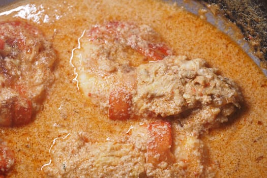Succulent shrimp and crab simmer gently in a creamy sauce.