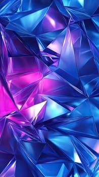 An array of sharp, angular shapes in vibrant shades of blue and purple come together, creating a striking abstract visual effect that captivates the viewer s attention.