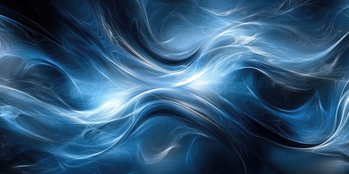 Colors blend together in a captivating abstract design, with shades of blue and white swirling gracefully. The vibrant patterns evoke a feeling of motion and depth, bringing the visual to life.
