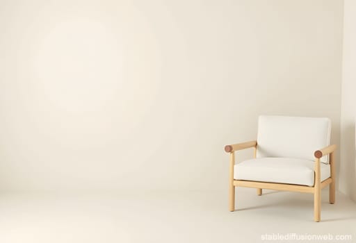 A warm beige background featuring an armchair on the left. Ideal for cozy interior design, home decor, or lifestyle concepts