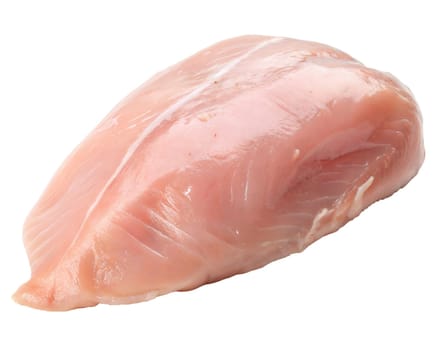Fresh raw chicken breast fillet with a smooth texture and natural pink color, isolated on white background. Perfect for cooking, nutrition, and food preparation concepts.