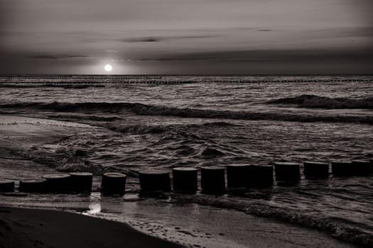 Sunset on the Baltic Sea coast near Zingst, Fischland-Darß peninsula, Mecklenburg-Western Pomerania, Germany