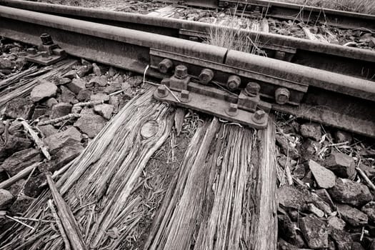 Former railway line of the Darßbahn in Bresewitz, just before the Meiningen Bridge to the Fischland-Darß peninsula, Mecklenburg-Western Pomerania, Germany